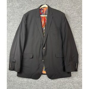 Robert Graham Jacket Men Size 48L Black Paisley Lined Wool Blazer Sportcoat